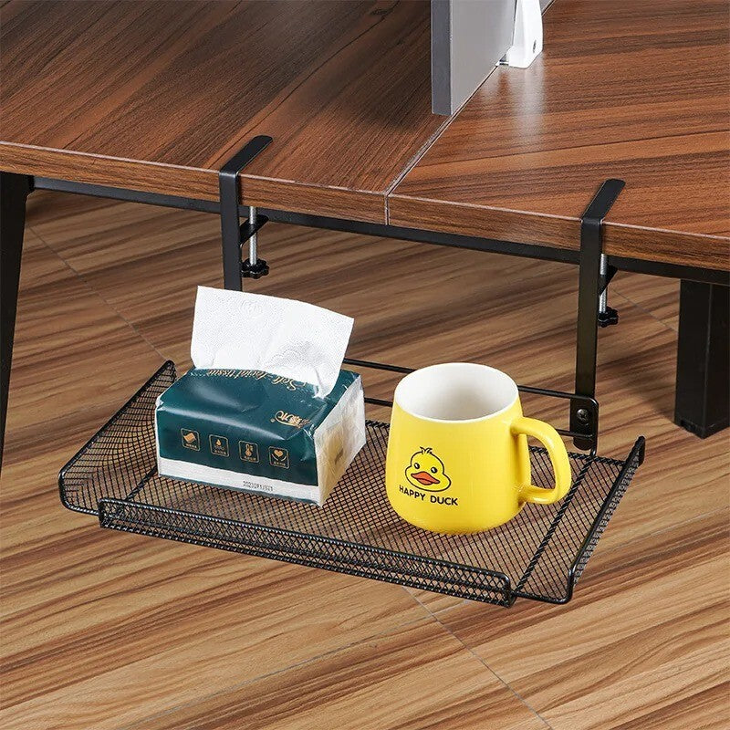 Under Desk Cable Management Tray No Drill, Metal Mesh Cable Management