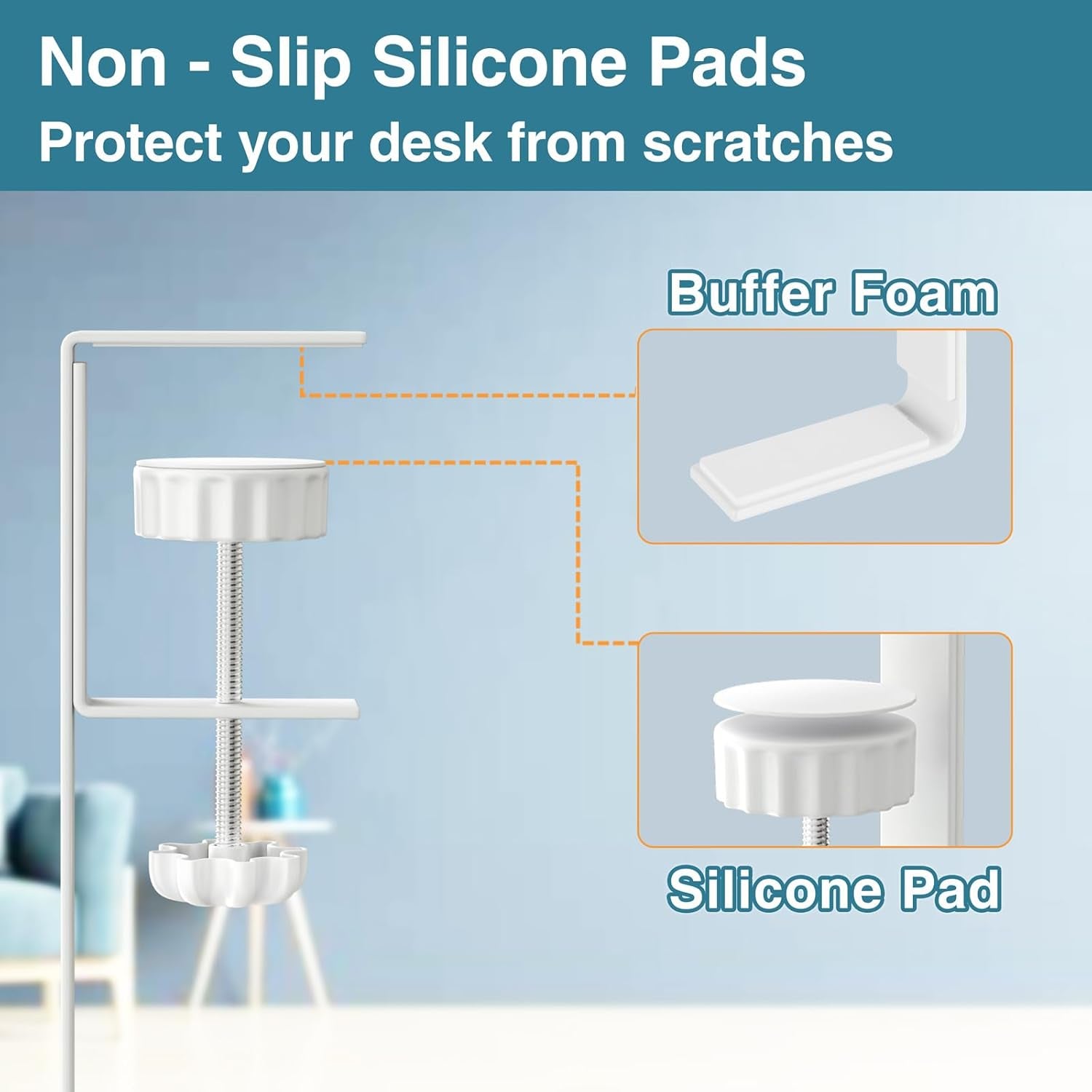 No Drill under Desk Cable Management Tray,  15.7" Cord Organizer for Table, Clamp Mount Desk Cable Management, Premium Carbon Steel Cable Organizer for Office, Home (White)